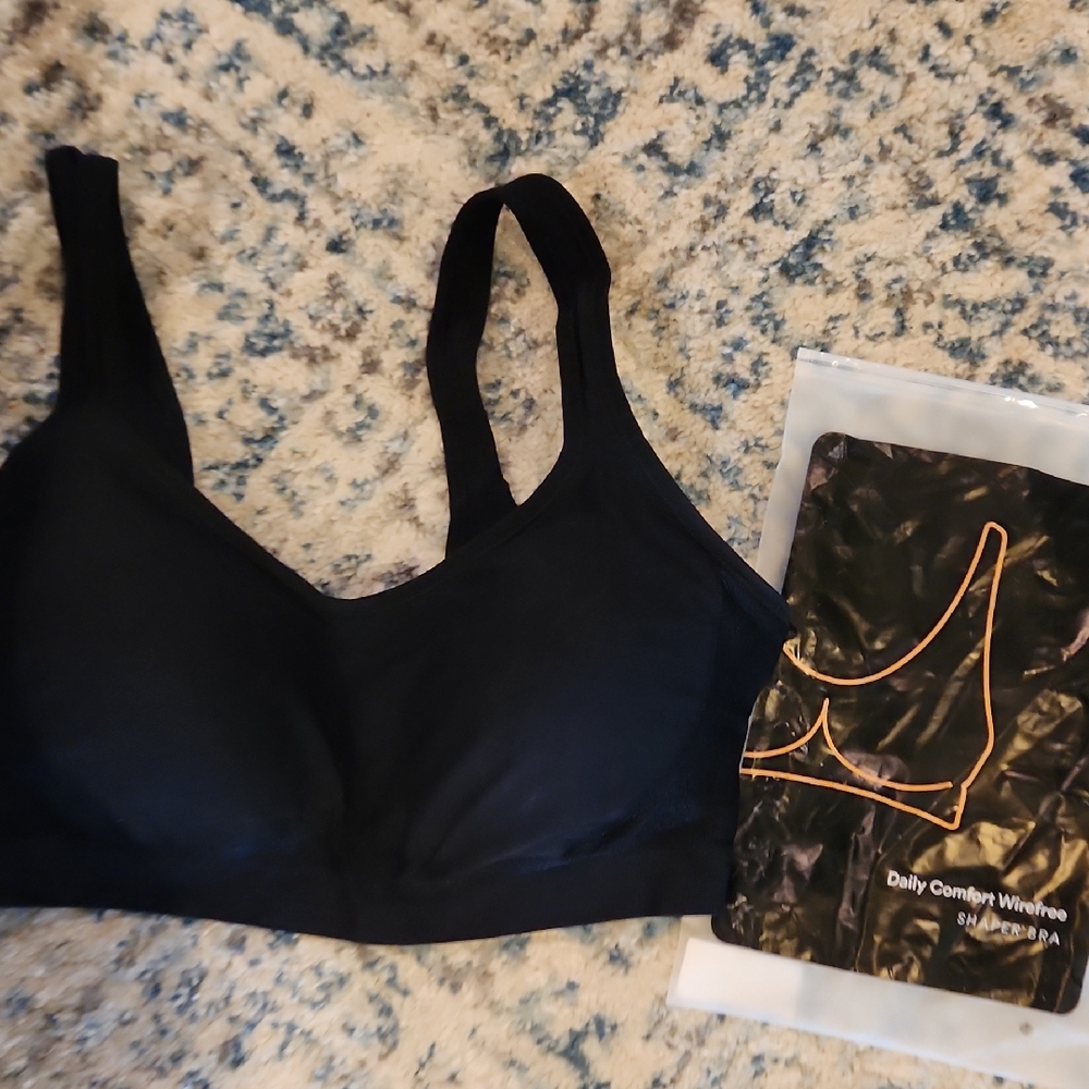 Truekind Daily Comfort Wirefree Shaper Bra Black  New Xl